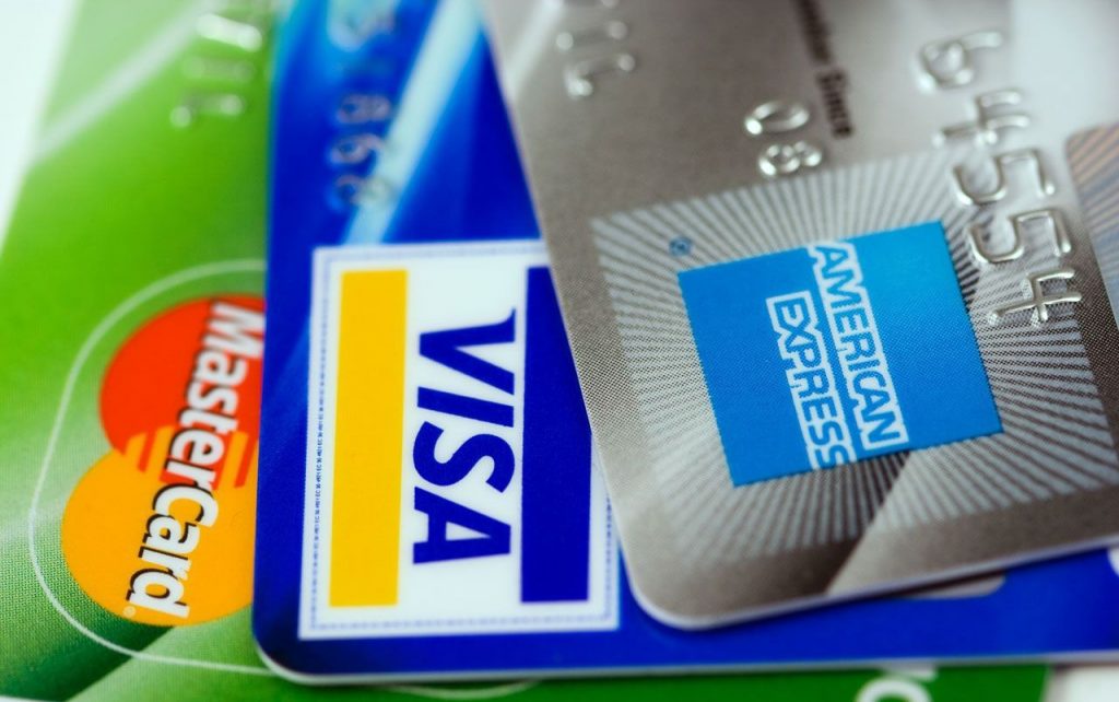 different credit cards including Americans express