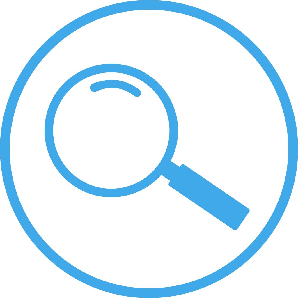 Picture of a magnifying glass to symbolize what to look for in a merchant account